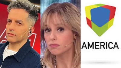 Ángel de Brito, Mariana Fabbiani y el logo de América TV Ángel de Brito, Mariana Fabbiani y el logo de América TV