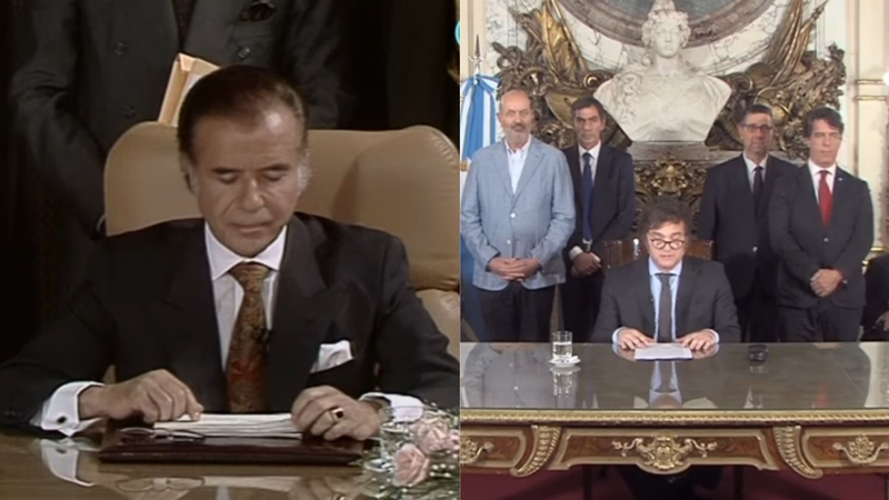 Las similitudes entre el anuncio de Milei y el de Menem en 1991