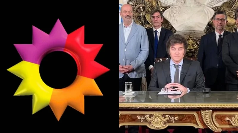 Logo de El Trece y Javier Milei