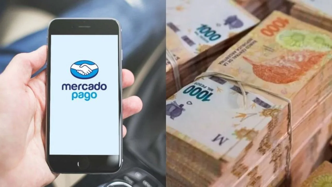 Mercado Pago y fajos de billetes