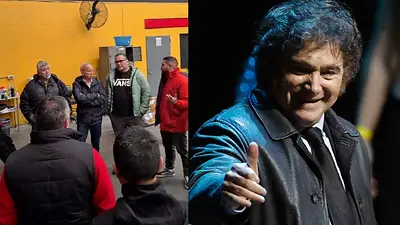 Trabajadores Diarco y Javier Milei Trabajadores Diarco y Javier Milei