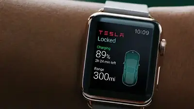 Apple Watch con la app de Tesla. Apple Watch con la app de Tesla.
