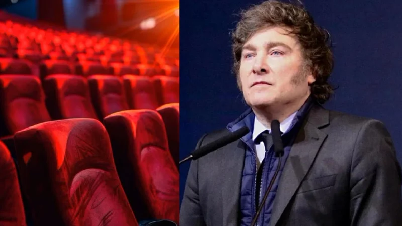 Butacas de cine y Javier Milei