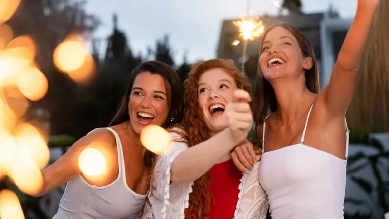 Mujeres vestidas de rojo y blanco. 