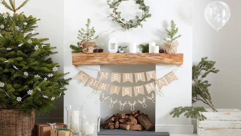 Decoración navideña con plantas