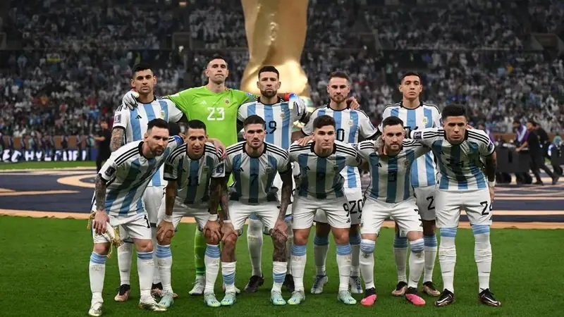 La Selección Argentina en la final de Qatar 2022.