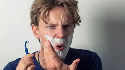 barba, espuma, máquina de afeitar, afeitarse barba, espuma, máquina de afeitar, afeitarse