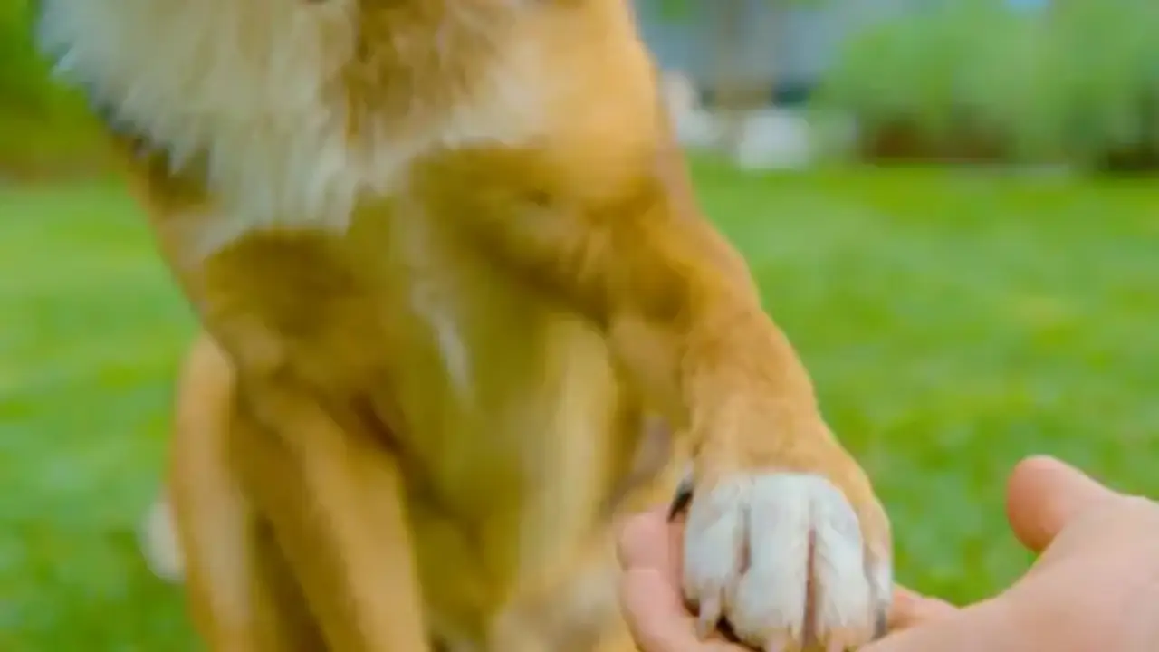 Perro apoyado la pata