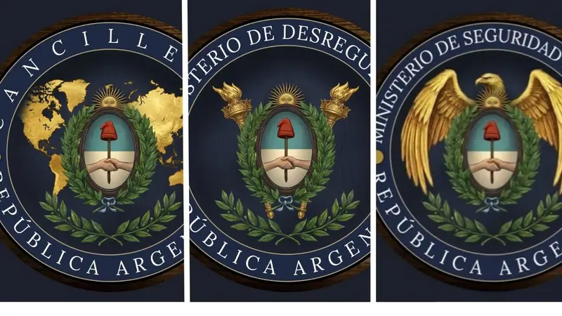 Malvinas tapadas y copia a EE.UU.: los nuevos escudos de los ministerios de Milei Malvinas tapadas y copia a EE.UU.: los nuevos escudos de los ministerios de Milei