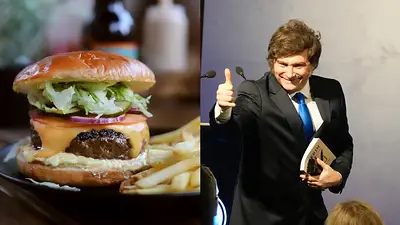Hamburguesa y Javier Milei Hamburguesa y Javier Milei
