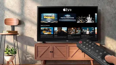 Televisor con Apple TV en mueble Televisor con Apple TV en mueble