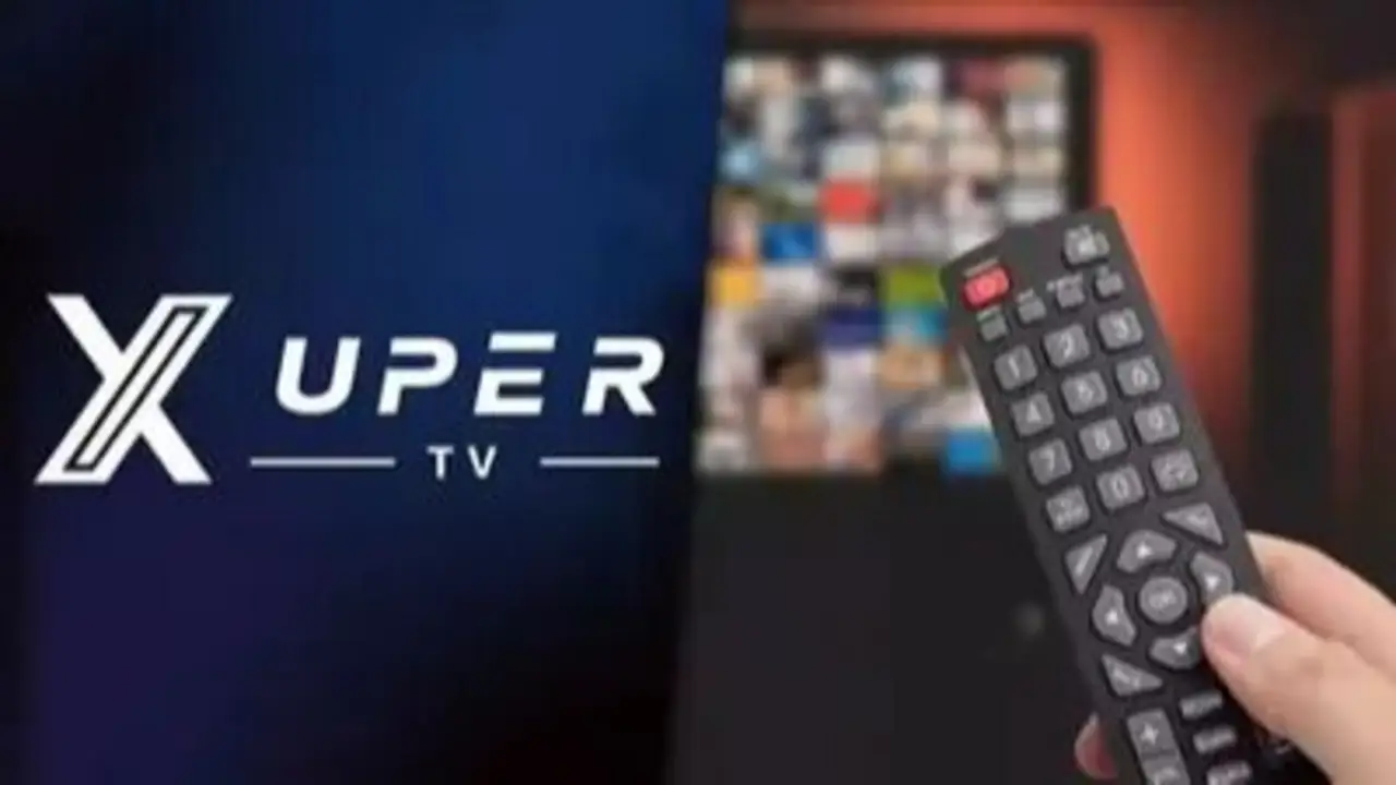 Logo de Xuper tv, televisor y control